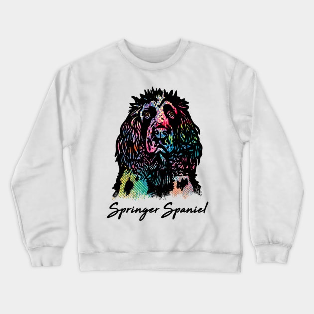 Springer Spaniel Dog - Tie Dye Color Crewneck Sweatshirt by Pam069